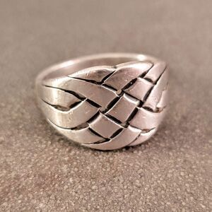 Retired James Avery Sterling Wide Woven Ring